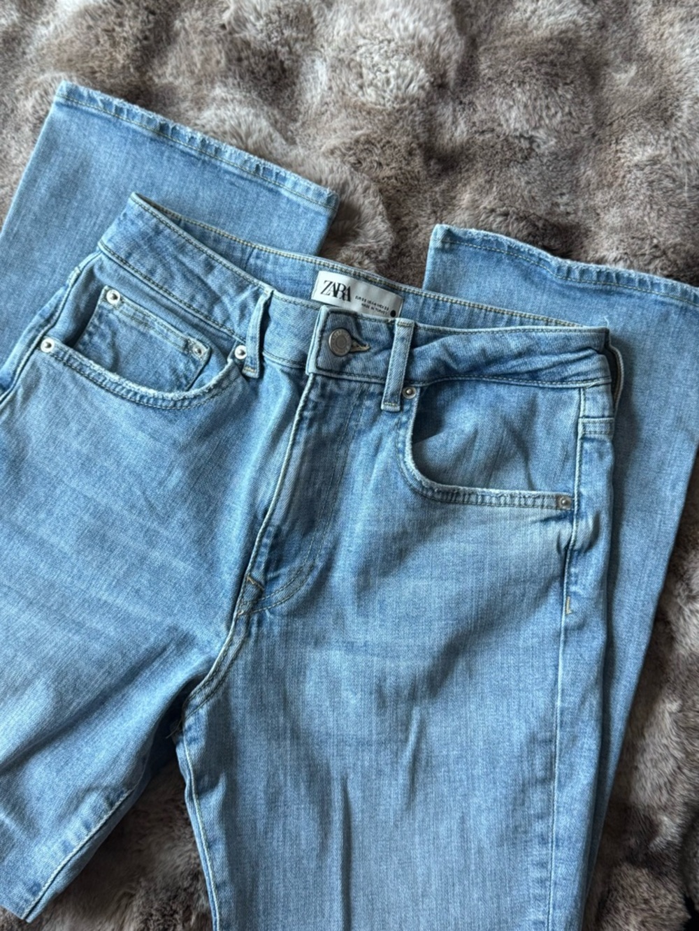 Zara Light Blue Denim Straight Jeans